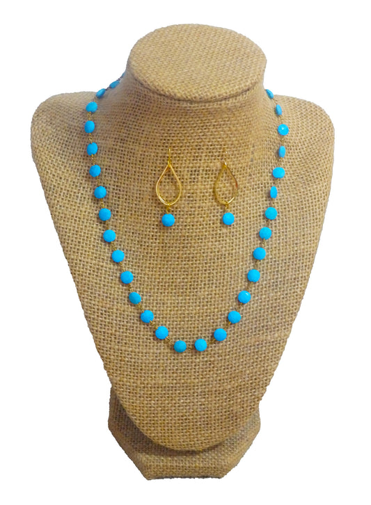 East Hampton Turquoise Beaded Necklace & Earrings Set