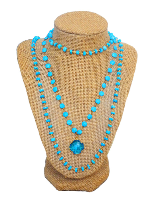 The Hamptons Turquoise & Blue Topaz Beaded Necklace- Set of 2