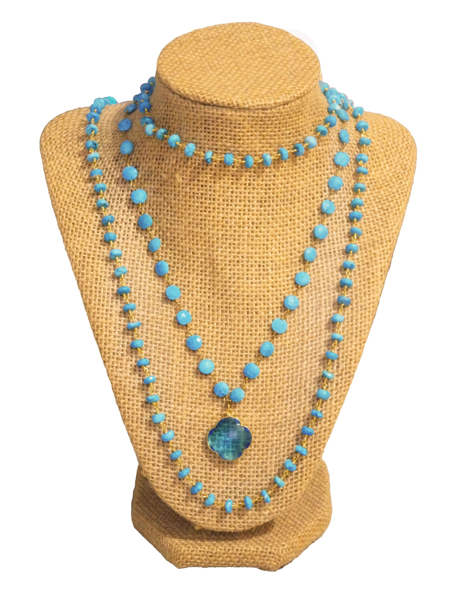 The Hamptons Turquoise & Blue Topaz Beaded Necklace- Set of 2