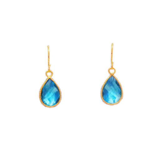 Bermuda Blue Topaz Teardrop Gemstone Earrings