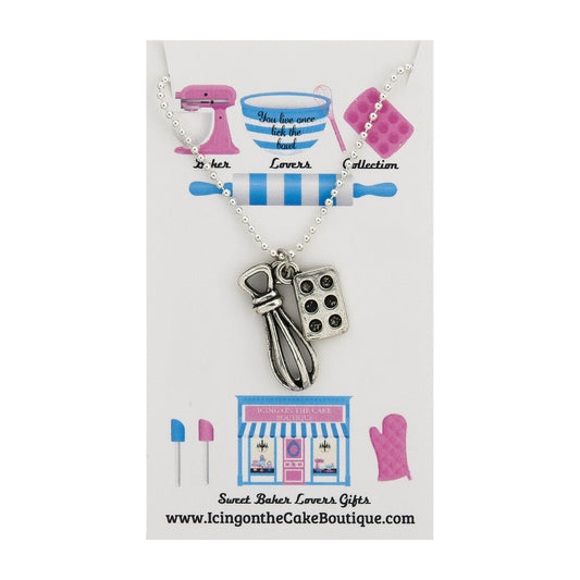 BAKER LOVERS NECKLACES-Whisk and Cupcake/Muffin Pan