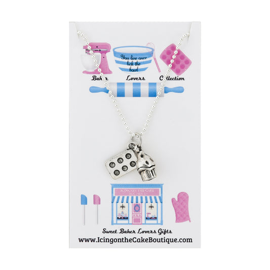 BAKER LOVERS NECKLACES-Cupcake and Cupcake Pan