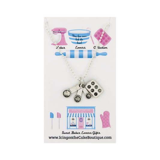 BAKER LOVERS NECKLACES-Measuring Spoons and Cupcake/Muffin Pan