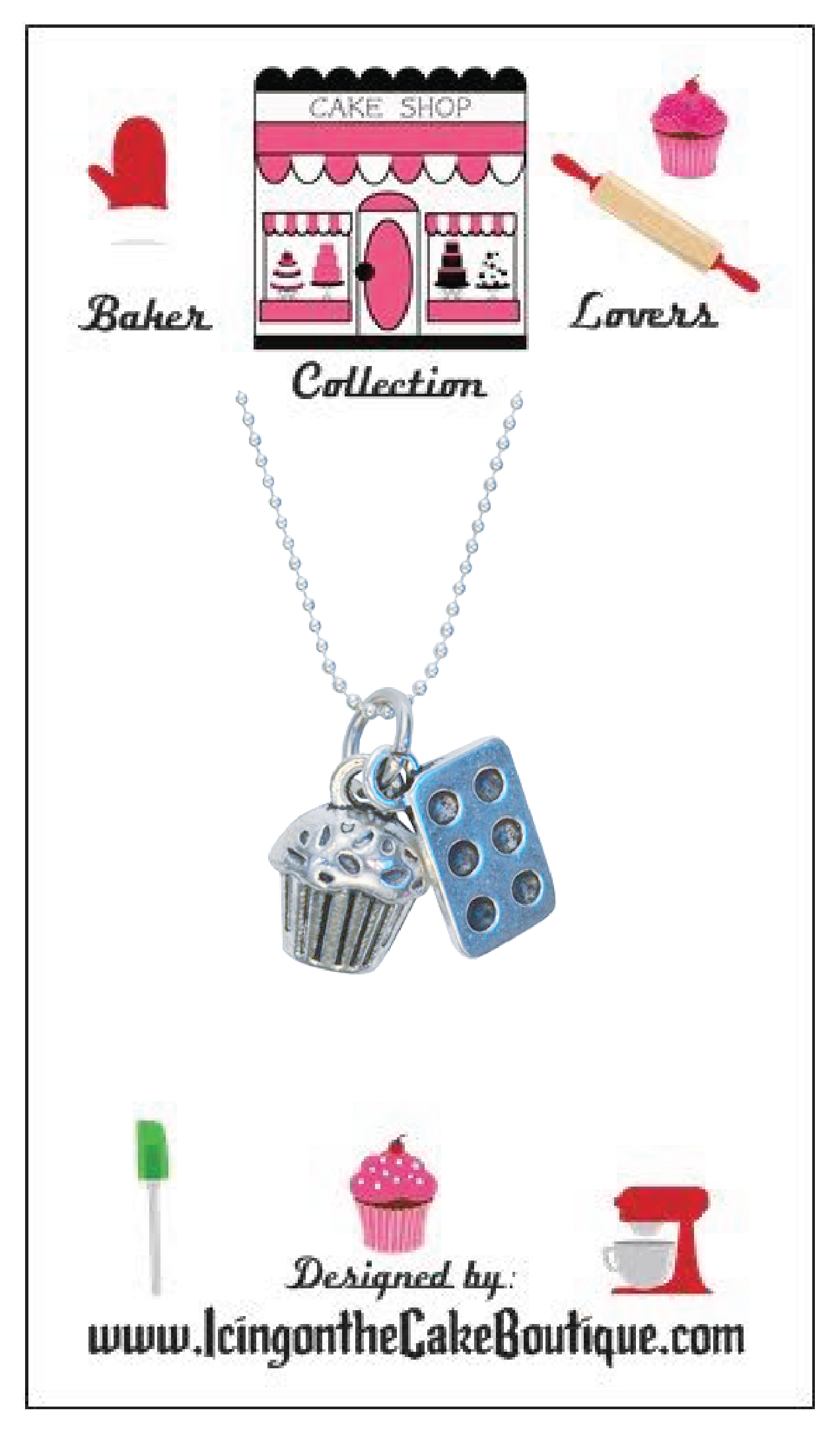 BAKER LOVERS NECKLACES-Cupcake and Cupcake Pan