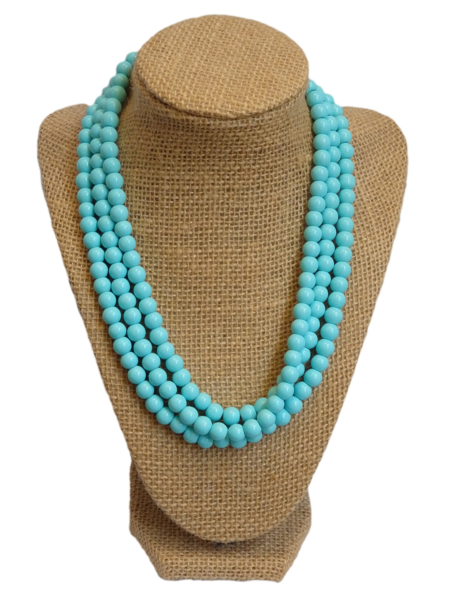 Yacht Party Sky Blue Triple Beaded Statement Necklace