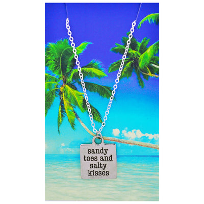 Sandy Toes and Salty Kisses Beach Quote Necklace