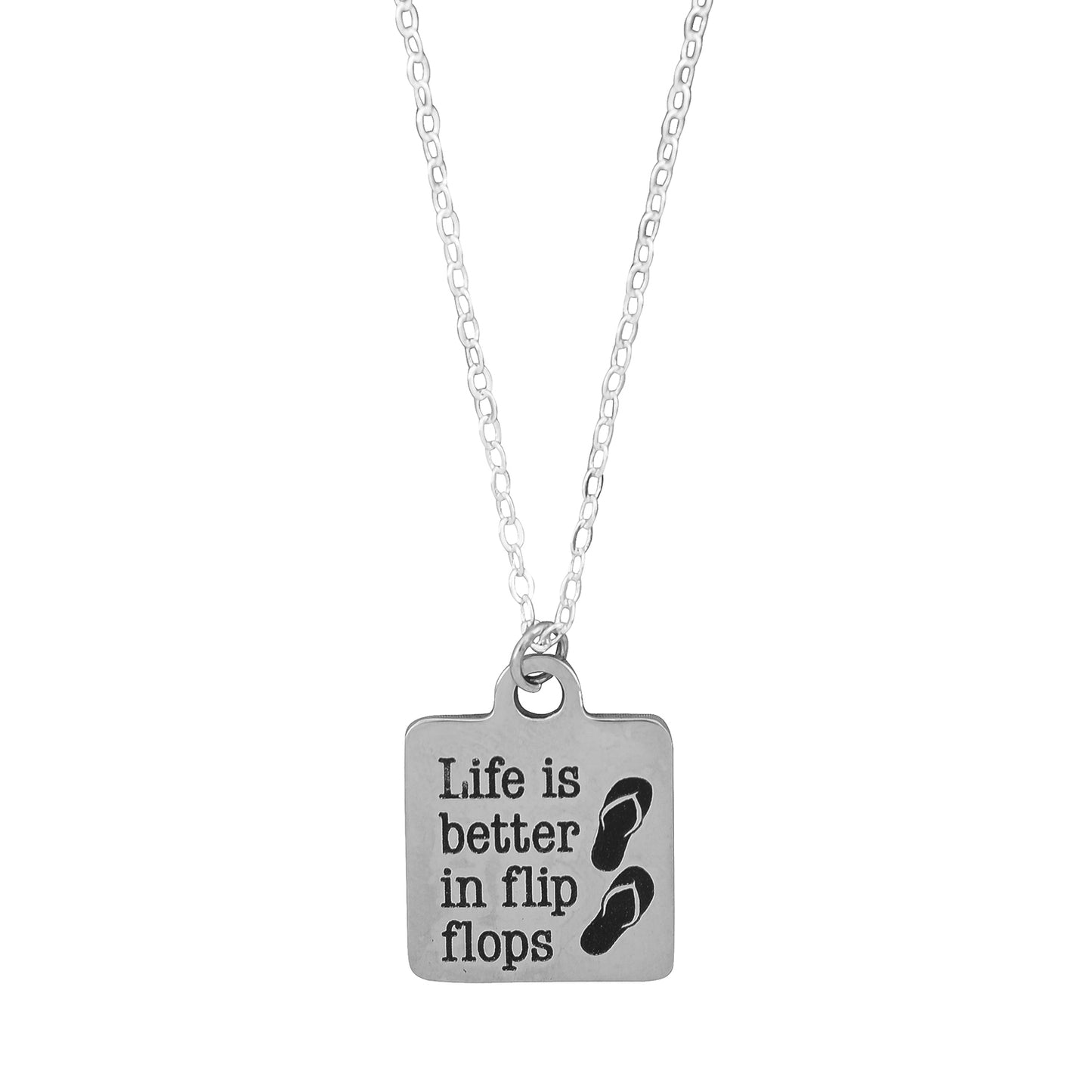 Life is Better in Flip Flops Beach Quote Necklace