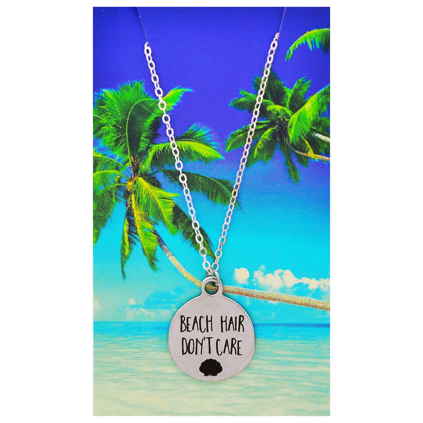 Beach Hair Don't Care Beach Quote Necklace