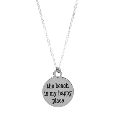 The Beach is My Happy Place Quote Necklace