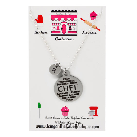 Monogram Chef Word Collage BAKER LOVERS NECKLACES