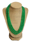 Luxury Kelly Green Triple Beaded Statement Necklace