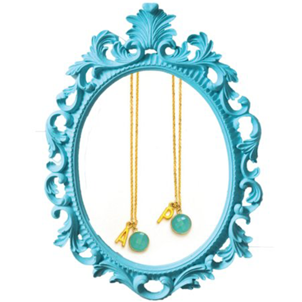 Aqua Chalcedony Monogram Necklace