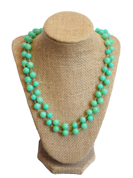 Palm Beach Seafoam Agate Gemstone Double Beaded Necklace