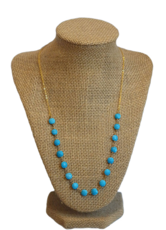 Cabana Gold & Turquoise Coin Bead Necklace