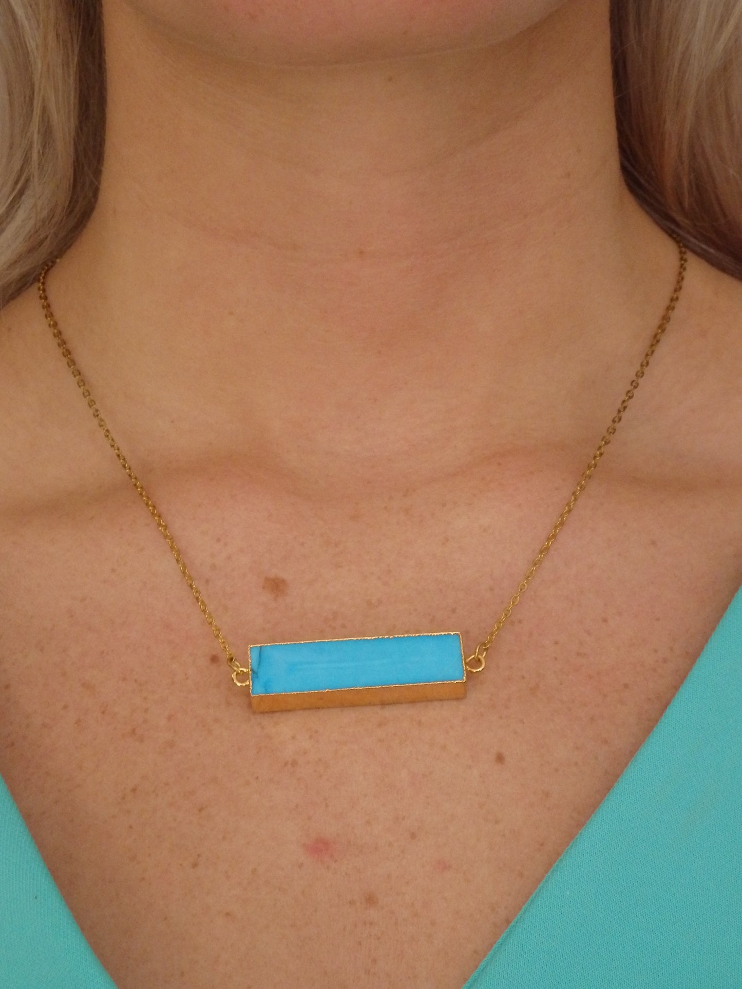 Beverly Hills Turquoise Bar Necklace