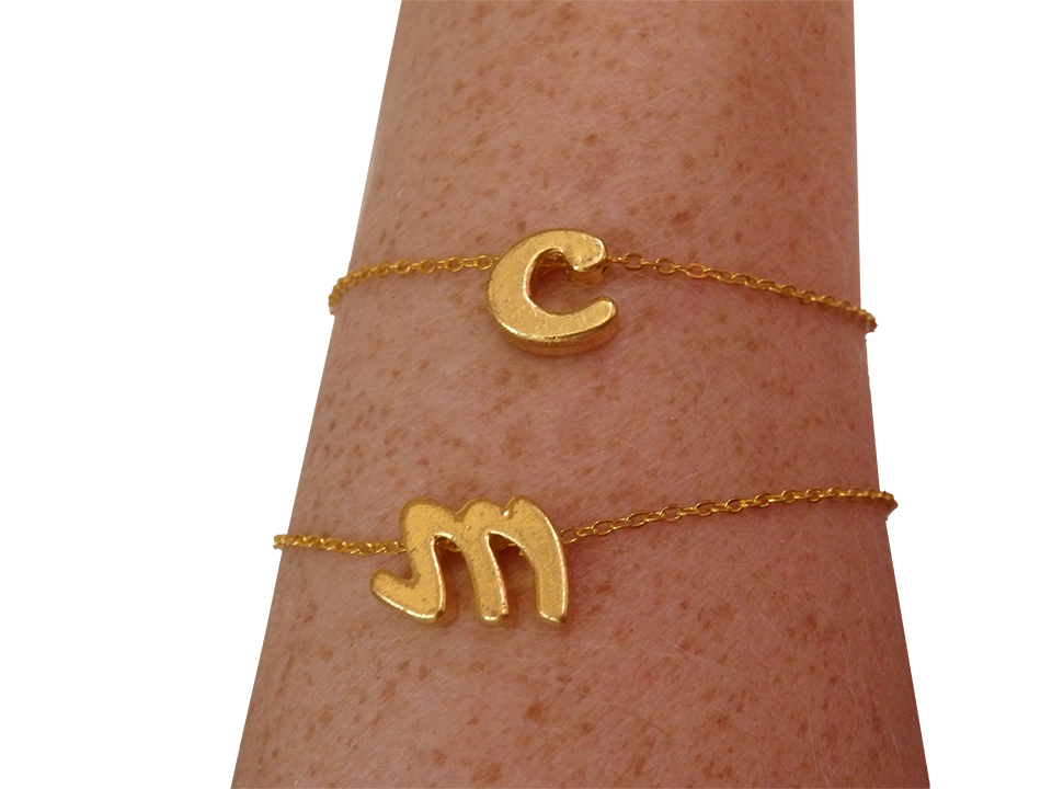 Gold Lowercase Initial Bracelet