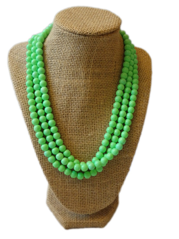 Yacht Party Bright Seafoam Triple Beaded Statement Necklace