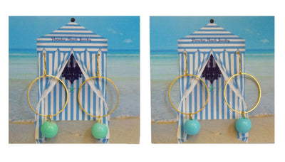 Bahama Blue Circle Gold Earrings