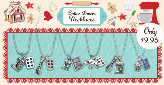 BAKER LOVERS NECKLACES-Pie and Rolling Pin