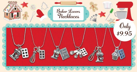 BAKER LOVERS NECKLACES-Pie and Rolling Pin