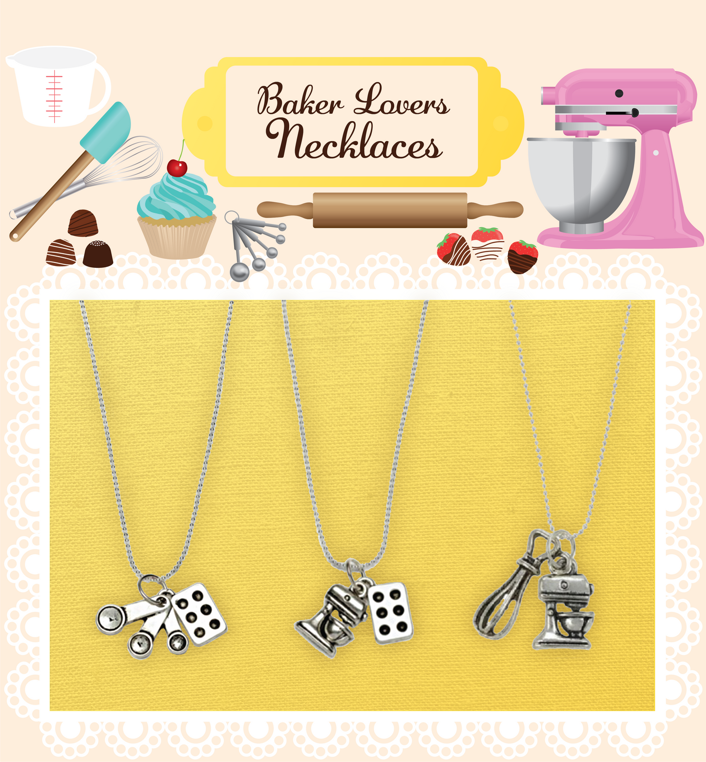 BAKER LOVERS NECKLACES-Mixer and Cookbook