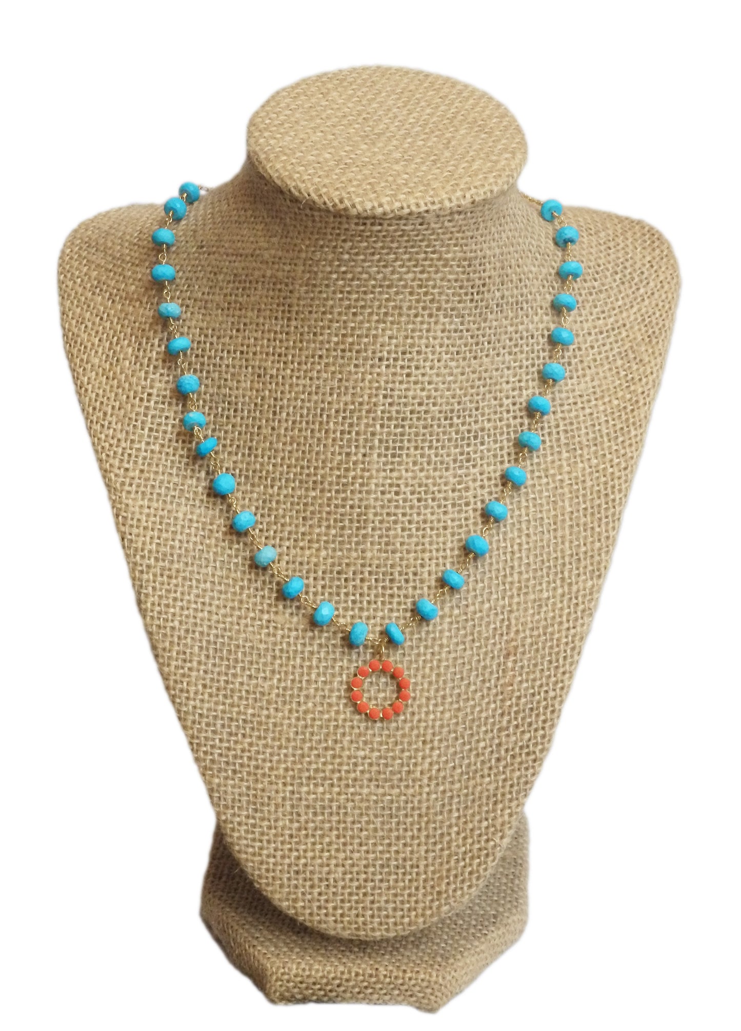 Coral & Turquoise Beaded Necklace