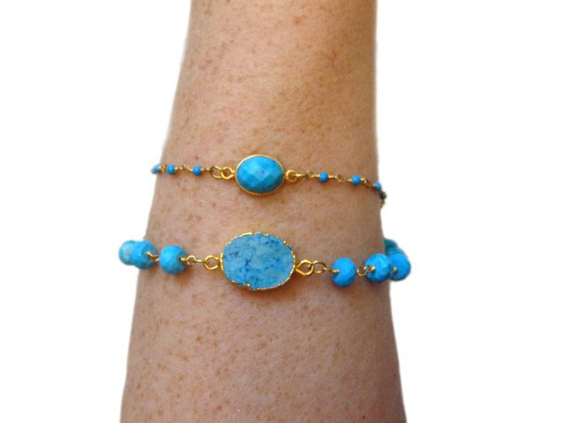 Turquoise Stone Turquoise Bead Strands Bracelet With Cross Charms Perfect  For Summer Beach Days And Friendship Jewelry For Women And Men From  Healing_stones, $0.68