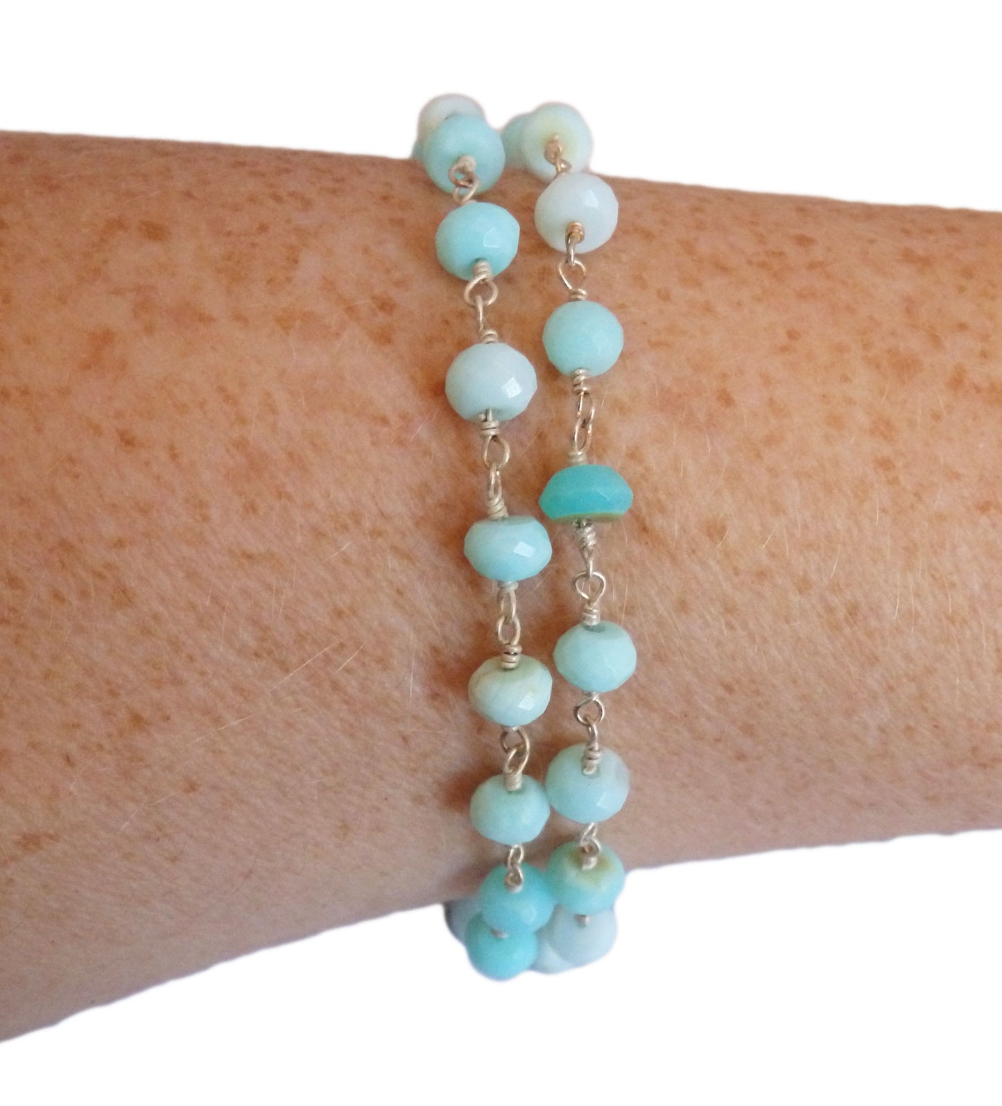 Palm Beach Ocean Blue Opal Double Beaded Bracelet