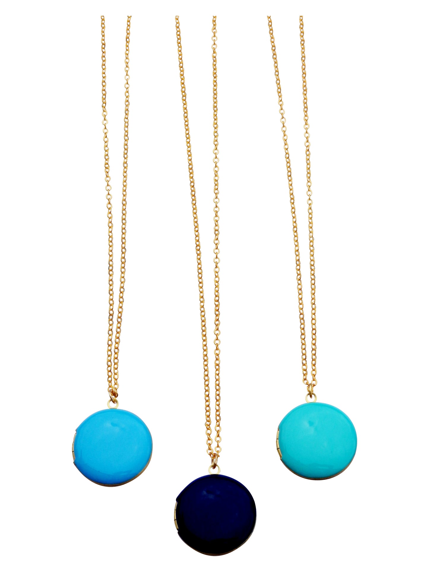 Paradise Navy Blue Circle Locket Necklace