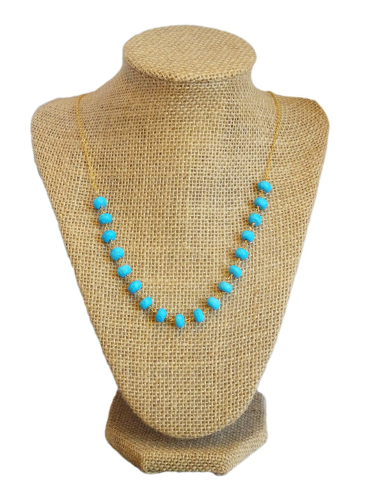 Luxury Gold and Turquoise Beaded Necklace